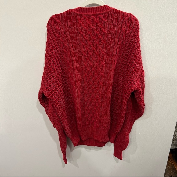 90’s Vintage Structure Red Cable Knit Sweater - Picture 3 of 4